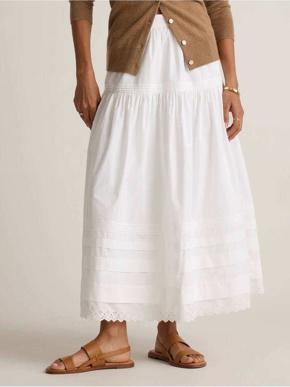100% Organic Cotton Poplin Pintuck Maxi Skirt - Picture 3 of 3